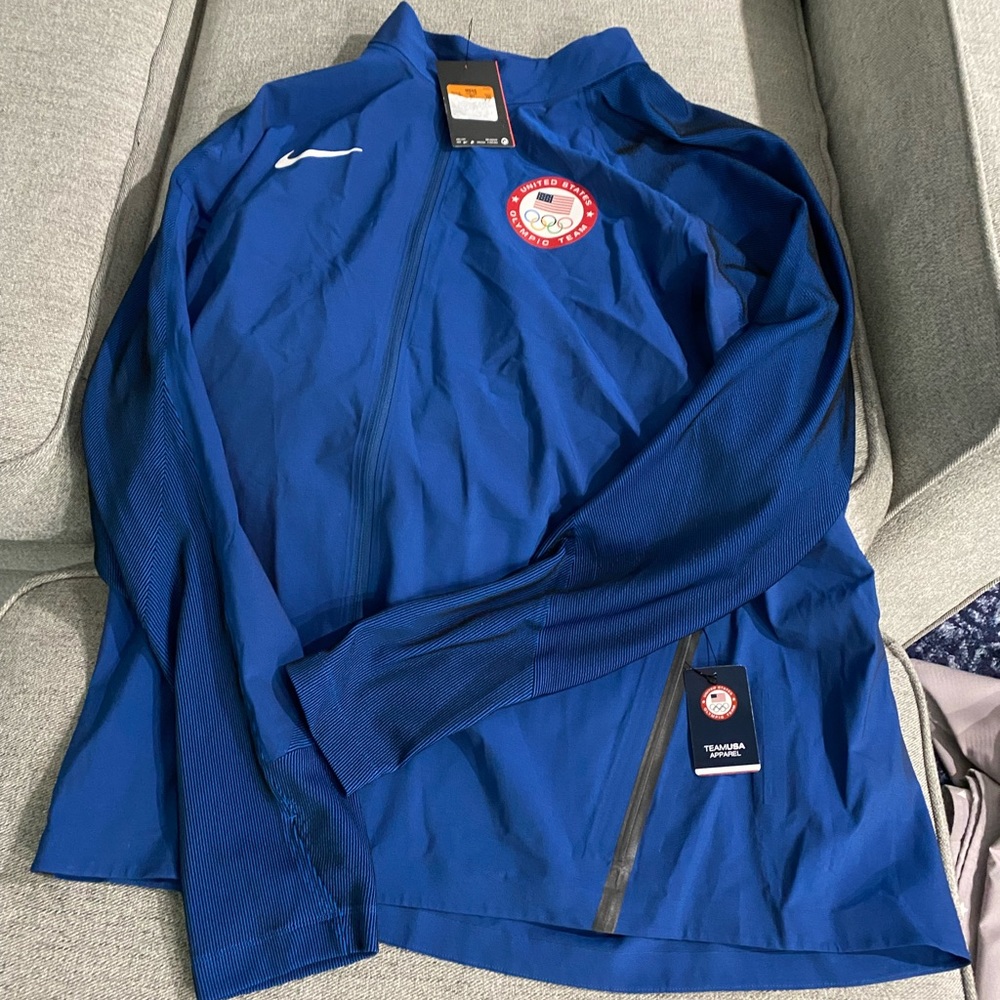 NWT Nike Olympic Team USA Warm Up Windbreaker Jacket Blue Mens XXL